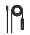 Cable Alargador USB Tipo-C 3.2 Con Amplificador Nanocable 10.01.1311/ USB Tipo-C Macho - USB Tipo-C Hembra/ 5m/ Negro