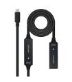 Cable Alargador USB Tipo-C 3.2 Con Amplificador Nanocable 10.01.1312/ USB Tipo-C Macho - USB Tipo-C Hembra/ 10m/ Negro