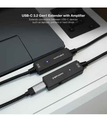 Cable Alargador USB Tipo-C 3.2 Con Amplificador Nanocable 10.01.1312  USB Tipo-C Macho - USB Tipo-C Hembra  10m  Negro