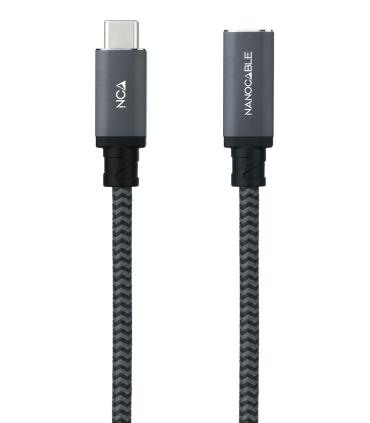 Cable Alargador USB Tipo-C 3.2 Nanocable 10.01.4501-COMB  USB Tipo-C Macho - USB Tipo-C Hembra  1m  Negro