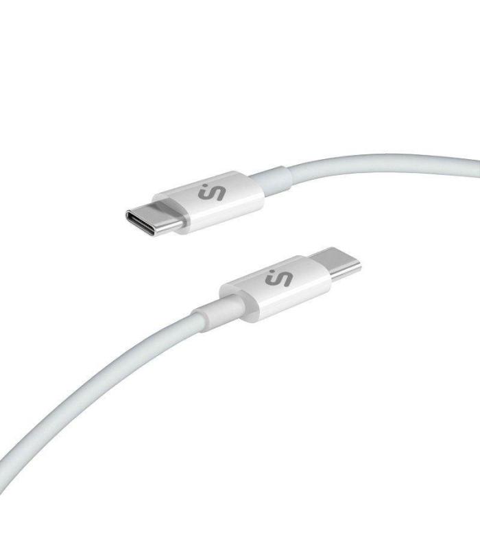 Cable USB 2.0 Tipo-C Subblim Cable Plus/ USB Tipo-C Macho - USB Tipo-C Macho/ Hasta 100W/ 480Mbps/ 2m/ Blanco