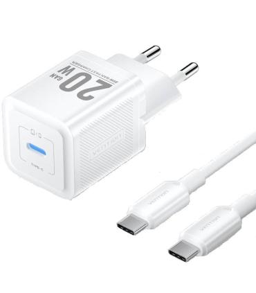 Cargador de Pared GaN Vention TZ-FEPW0-EU-01/ 1xUSB Tipo-C + Cable USB Tipo-C/ 20W