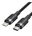 Cable USB Tipo-C Lightning Vention LALBF/ USB Tipo-C Macho - Lightning Macho/ 27W/ 480Mbps/ 1m/ Negro