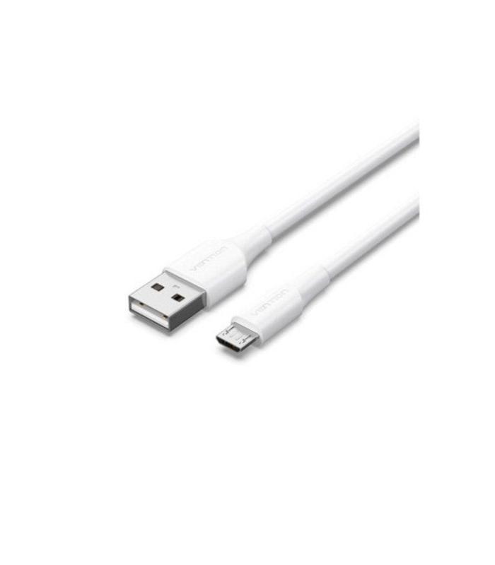 Cable USB 2.0 Vention CTIWH/ USB Macho - MicroUSB Macho/ Hasta 60W/ 480Mbps/ 2m/ Blanco