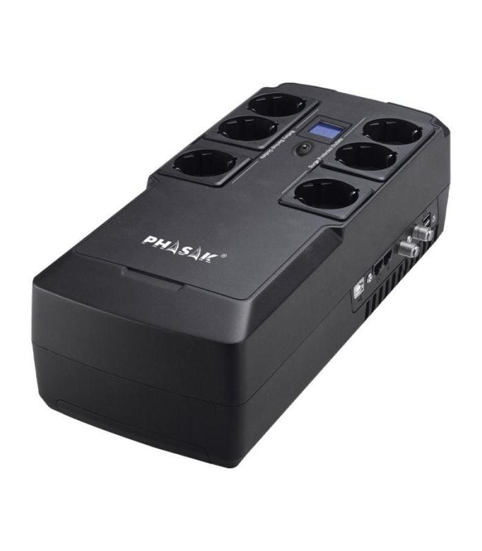 SAI Lnea Interactiva Phasak Kryptos 800 VA/ 480W/ 6 Salidas/ Formato Bloque