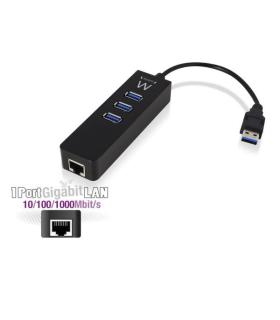 Ewent EW1140 base para portátil y replicador de puertos USB 3.2 Gen 1 (3.1 Gen 1) Type-A Negro
