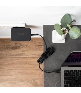 TooQ Cargador de portátil GAN USB-C PD3.0 90W, Negro
