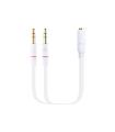 Nanocable Cable Adaptador Audio Jack 3.5/H de 4 Pines a 2 Jack 3.5/M de 3 Pines, Blanco, 20 Cm