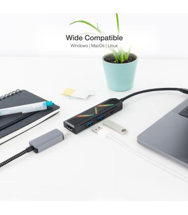 Nanocable 10.16.0401 base para portátil y replicador de puertos Alámbrico USB 3.2 Gen 1 (3.1 Gen 1) Type-C Negro
