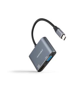 Nanocable Conversor USB-C a HDMI VGA 15 cm, Gris