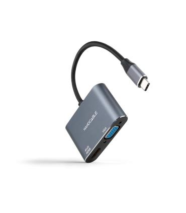 Nanocable Conversor USB-C a HDMI VGA 15 cm, Gris