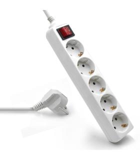 REGLETA EWENT 5 TOMAS SCHUKO 16A CON INTERRUPTOR BLANCA