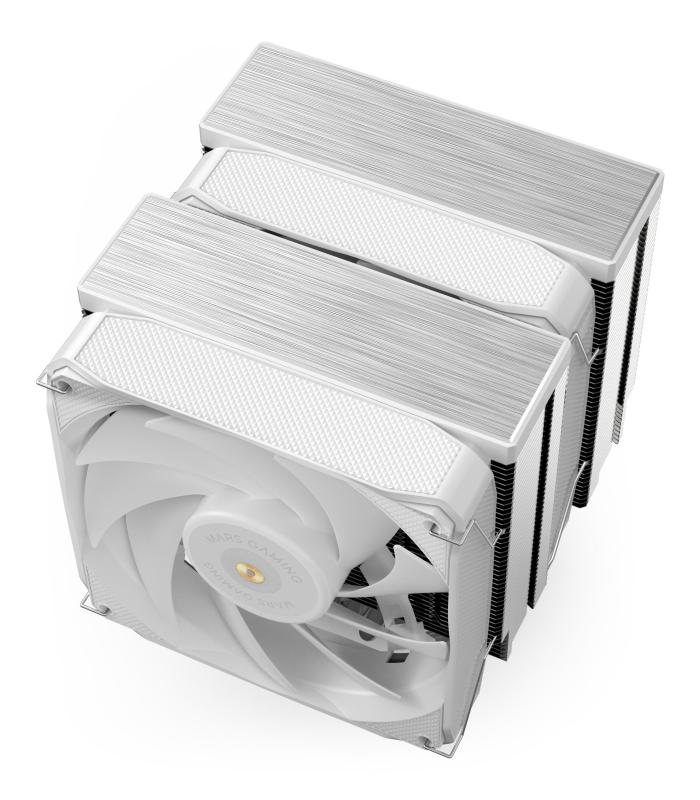 Ventilador Con Disipador Doble Mars Gaming MCPU-XU6  2x 12cm  Blanco