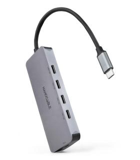 Hub USB Tipo-C Nanocable 10.16.4505  4xUSB Tipo-C  1xUSB Tipo-C DP  Gris