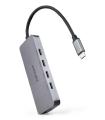Hub USB Tipo-C Nanocable 10.16.4505/ 4xUSB Tipo-C/ 1xUSB Tipo-C DP/ Gris