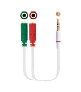 Cable Estreo Nanocable 10.24.1201  Jack 3.5 Macho - 2x Jack 3.5 Hembra  20cm  Blanco