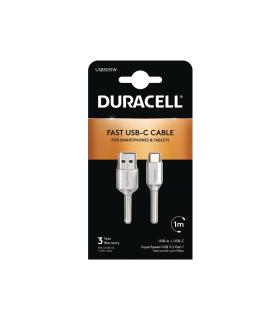 Cable USB 3.0 Tipo-C Duracell USB5031W  USB Tipo-C Macho - USB Macho  1m  Blanco