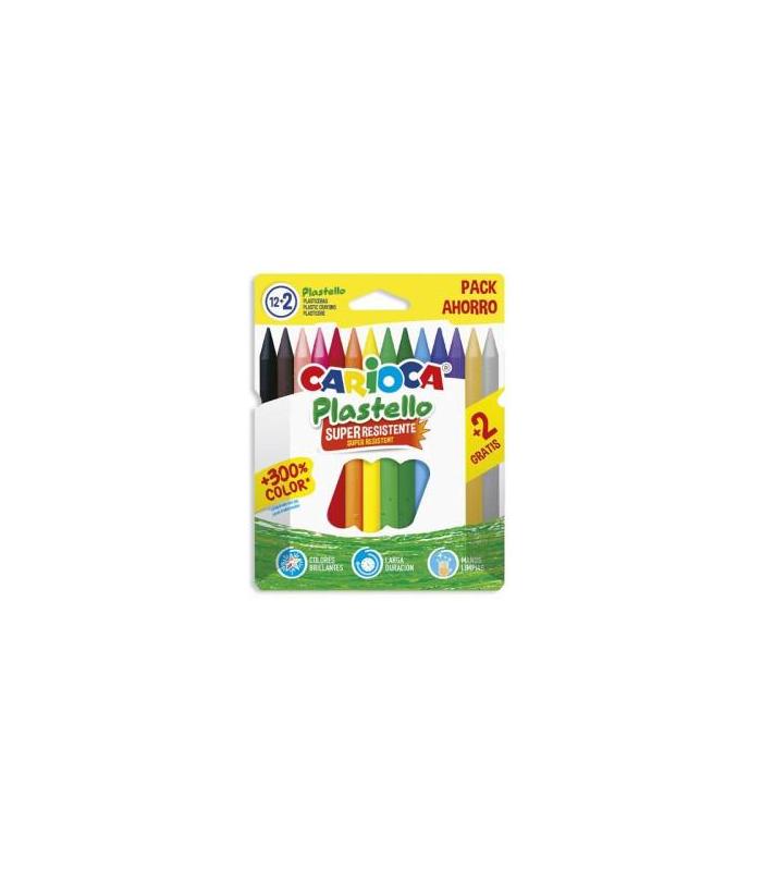 CAJA 12+2 PLASTICERA COLORES SURTIDOS PLASTELLO CARIOCA 42714