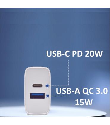 EWENT Cargador Rapido Q3 20w Usb-C Y Usb-A