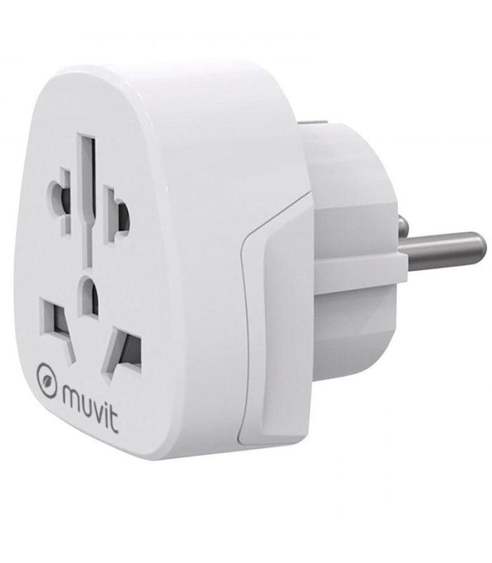Enchufe Universal Muvit For Change MCADP0007/ 1 Toma de Corriente/ Blanco