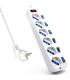 REGLETA EWENT 6 TOMAS SHUKO 16A CON INTERRUPTOR ON OFF 5M BLANCA