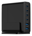 CARGADOR RAPIDO GEMBIRD USB GAN DE 6 PUERTOS 75 W NEGRO
