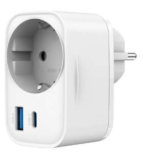 CARGADOR RAPIDO GEMBIRD USB DE 2 PUERTOS CON TOMA DE CA DE PASO 20 W BLANCO