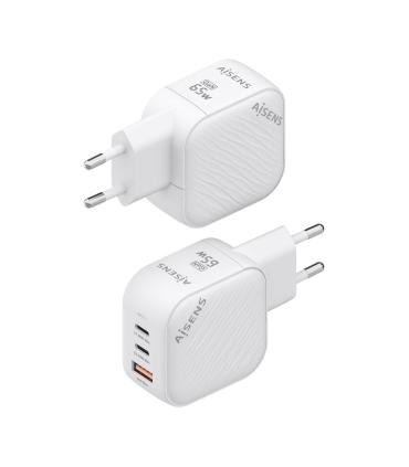 CARGADOR AISENS GAN 65W 2XUSB-C PD3.0 QC4.0 1XUSB-A QC3.0 BLANCO