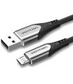 Cable USB 2.0 Vention COAHD/ USB Macho - MicroUSB Macho/ Hasta 60W/ 480Mbps/ 50cm/ Gris