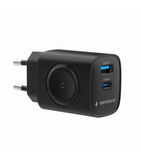 CARGADOR GEMBIRD 2-1 USB CARGA RAPIDA + APPLE WATCH NEGRO