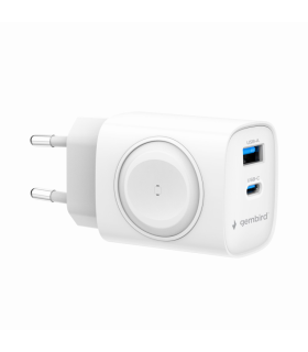 CARGADOR GEMBIRD 2-1 USB CARGA RAPIDA + APPLE WATCH BLANCO