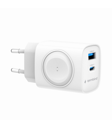 CARGADOR GEMBIRD 2-1 USB CARGA RAPIDA + APPLE WATCH BLANCO
