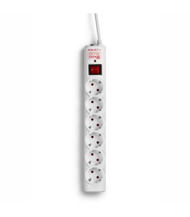 Regleta Con Interruptor Salicru SAFE 6  6 Tomas De Corriente  Cable 1.5m  Blanca