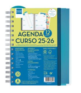 AGENDA DOCENTE 2025-2026 MAGISTRAL PERSONALIZABLE 4 155X212 SEMANA VISTA HORIZONTAL AZUL+ FINOCAM 533380026