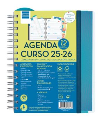 AGENDA DOCENTE 2025-2026 MAGISTRAL PERSONALIZABLE 4 155X212 SEMANA VISTA HORIZONTAL AZUL+ FINOCAM 533380026