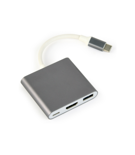 MULTIADAPTADOR GEMBIRD USB TIPO C, GRIS ESPACIAL