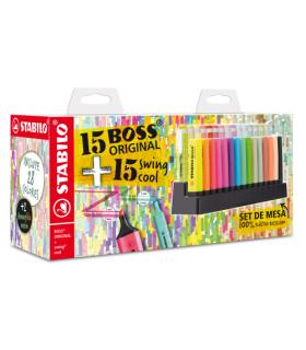 EXPOSITOR DE MESA 30 MARCADORES (15 BOSS + 15 SWING COOL) STABILO E87-3710