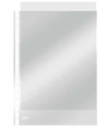CAJA 100 FUNDAS POLIPROPILENO MULTITALADRO FORMATO FOLIO 80 MICRAS 16 TALADROS CRISTAL ESSELTE 46106