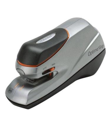 GRAPADORA ELECTRICA OPTIMA GRIP HASTA 20 HOJAS COLOR NEGRO   PLATA REXEL 2102349