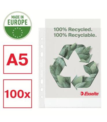 CAJA 100 FUNDAS POLIPROPILENO MULTITALADRO REFORZADA PIEL NARANJA A5 RECYCLE 70 MICRAS ESSELTE 627495