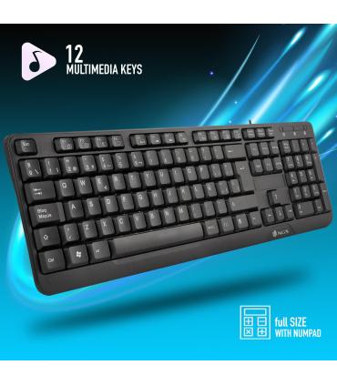 NGS - Teclado Funky V3 - Cable 1.4m - 12 Teclas Multimedia - Negro