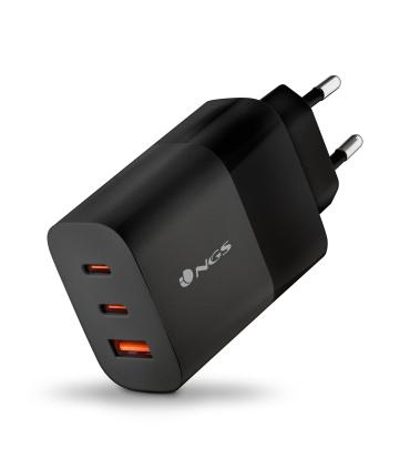 Cargador De Pared NGS Bud  2xUSB Tipo-C  1xUSB  65W