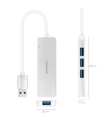 Nanocable Hub USB 3.0 4 X USB 3.0 10cm. Gris