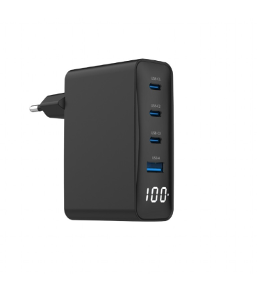 CARGADOR RAPIDO GEMBIRD USB GAN DE 4 PUERTOS 100 W LCD NEGRO