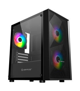 CAJA MICRO-ATX  B200 BLACK(2*14CM ARGB FRONT+1*12cm ARGB TRASERO)UNYKA UK113011