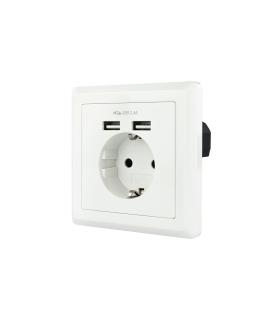 Roseta De Pared Nanocable 10.35.0010  1 Schuko  2 USB