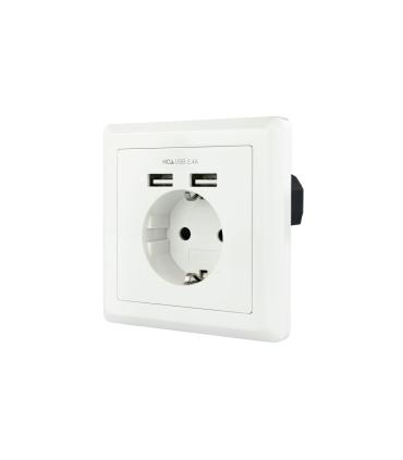 Roseta De Pared Nanocable 10.35.0010  1 Schuko  2 USB