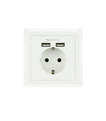 Roseta De Pared Nanocable 10.35.0010  1 Schuko  2 USB