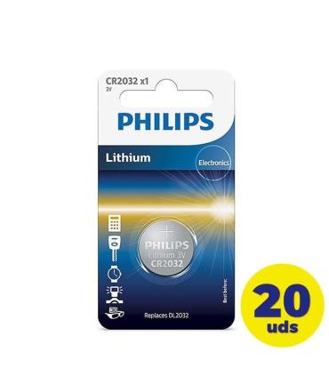 Pack de 20 Pilas de Botn Philips CR2032/ 3V