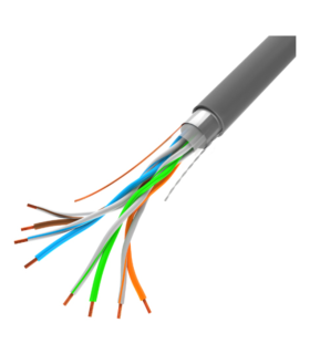 BOBINA CABLE RED LANBERG FTP RJ45 100 MB/S SOLIDO CCA AWG24 305M  GRIS